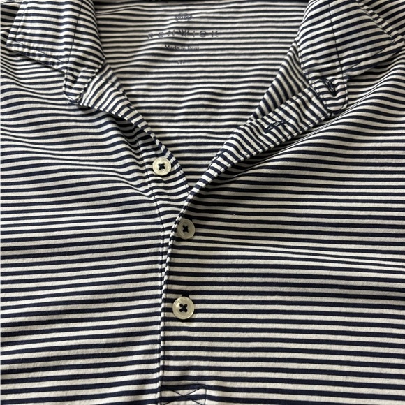 Renwick Navy/White Striped Peruvian Pima Cotton Polo Dress. Short Sleeve - Picture 6 of 9
